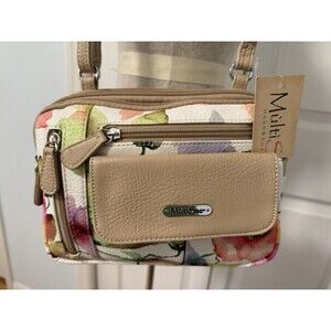 NEW Multisac Multi Compartment Zippy Crossbody Purse Bag Mellow Floral Beige
